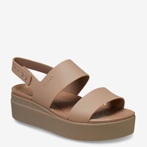 Crocs Brooklyn Low Wedge Sandal - Taupe, Size 7